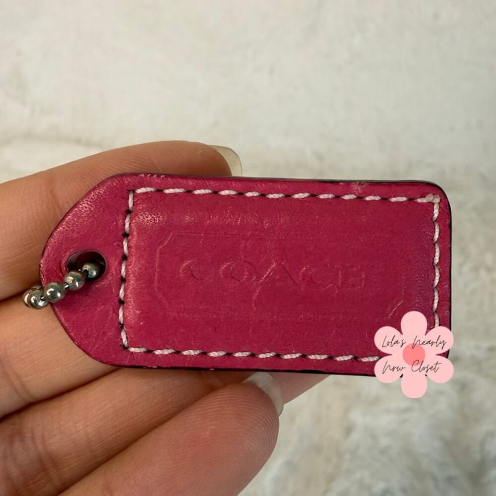 1.5" y2k COACH Vintage Pink Tan Fob Bag Charm Hang tag Hangtag